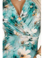 379-4 BOYKA Přiléhavé šaty s obálkovým výstřihem - BEAN FLOWERS ON TURKISH BACKGROUND 379-4 BOYKA Přiléhavé šaty s obálkovým výstřihem - BEAN FLOWERS ON TURKISH BACKGROUND