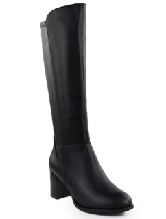 Dámské černé kožené kozačky na podpatku Sergio Leone KZ25224-S