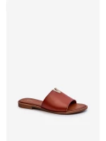 Dámské sandály z eko kůže na ploché podrážce hnědé Maliha
