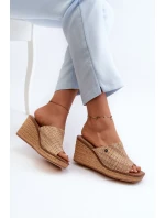 Dámské pantofle na podpatku Sergio Leone KL213 Beige