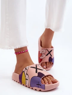 Gumové pantofle s růžovým potiskem monster