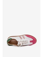 Dámské kožené tenisky ažurové Zazoo – bílo/růžové