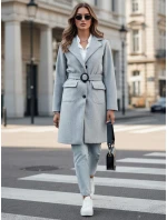 Dámský jednořadový podzimní kabát SCHERMI světle šedý FashionStreet NY0668 Dámský jednořadový podzimní kabát SCHERMI světle šedý FashionStreet NY0668