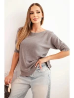 Dámský svetr z viskózy s krátkým rukávem cappuccino Dámský svetr z viskózy s krátkým rukávem cappuccino