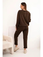 Dámský komplet z viskózy s mikinou a kalhotami hnědý Dámský komplet z viskózy s mikinou a kalhotami hnědý