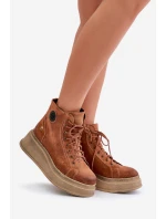 Semišové Boty Na Masivní Platformě Maciejka 06309-29 Hnědé