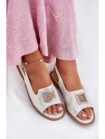 Elegantní Dámské Sandály Na Plochém Podpatku S Dekorací S.Barski KV51-082 Stříbrné