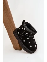 Dětské sněhule s květinami černé Gracina