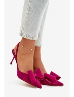 Lodičky s odkrytými patami a mašlí Fuksie Eklevia