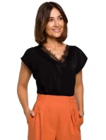 S206 Top bez rukávů s krajkovým výstřihem - ecru barva