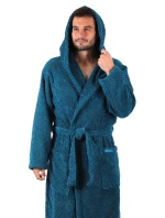 pánský župan Athena s kapucí Petrolejová