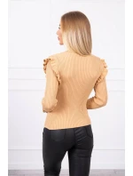 Přiléhavá svetrová halenka s knoflíky béžová