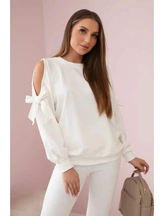 Sada mikiny s mašlí na rukávech a legínách ecru Sada mikiny s mašlí na rukávech a legínách ecru