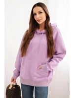 Dámská mikina s kapucí a klokaní kapsou z bavlny fialová