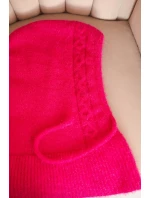 Dámská čepice s kapucí a pleteným vzorem fuchsie