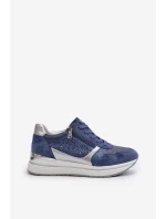 Dámské tenisky na platformě s ažurovým vzorem a flitrem INBLU IN000372 Modré