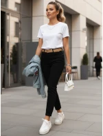 Dámské kalhoty mom fit s páskem černé FashionStreet UY2873