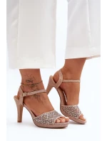 Ozdobené sandály na podpatku D&A MR1038-44 Růžové Zlato