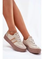 Dámské Kožené Tenisky Na Platformě Zazoo N1234 Béžové Dámské Kožené Tenisky Na Platformě Zazoo N1234 Béžové