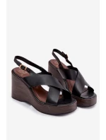 Dámské sandály z eko kůže na platformě Černé Janivra
