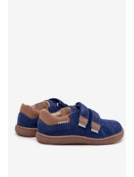 Kožené Dětské Polobotky Barefoot S Odrazkami Bartek 8600366 Tmavě Modré