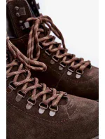 Semišové zateplené kotníkové boty trapery pánské Big Star Hi-Poly System hnědé