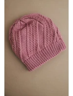 Dámská zimní čepice z vlny K441 tmavě růžová