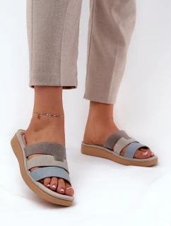 Pohodlné dámské pantofle béžovo-modré Oxena