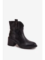 Zateplené dámské kotníkové boty na podpatku černé Brilynn