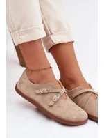 Kožené semišové polobotky Barefoot Dámské s pásky Zazoo N1271 béžové