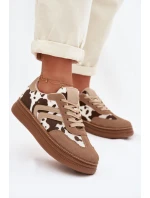 Dámské tenisky na platformě s flíčky tmavě béžové Denissa