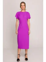 S398 Tužkové šaty s rozparky na bocích - levandulová barva