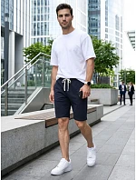 Pánské teplákové kraťasy s tkaničkou, tmavě modré, FashionStreet SX2626