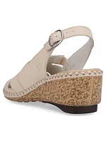 Kožené pohodlné sandály Rieker W RKR682 beige Kožené pohodlné sandály Rieker W RKR682 beige
