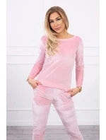 Velurová souprava se záhybem na zadní straně pudrově růžová Velurová souprava se záhybem na zadní straně pudrově růžová