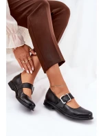 Kožené dámské polobotky s přezkou Laura 2980 Černé