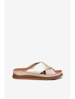 Kožené Dámské Sandály Na Platformě Maciejka L4986-37 Béžovo-Zlaté