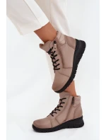 Kožené dámské kotníkové boty na platformě zateplené Vinceza 39963 béžové Kožené dámské kotníkové boty na platformě zateplené Vinceza 39963 béžové