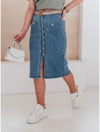 GUZIKOVA modrá midi džínová sukně FashionStreet CY0509