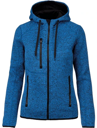 Kariban ProAct PA 366 Dámská pletená fleecová bunda s kapucí 20.P366 light royal blue melange