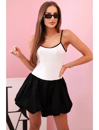 Dámské šaty na ramínkách s rozevlátou bavlněnou sukní - bílá