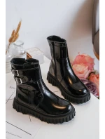 Dětské lakované boty se spony černé Chloraia