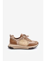 Kůže Sportovní Boty Na Platformě Maciejka 06191-04 Bežová