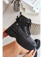 Zateplené kožené botky s masivní podrážkou GOE OO2N4126 černé