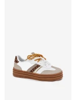 Dámské Tenisky Na Platformě S Dvojitým Šněrováním Leopardí Bílé Niteria