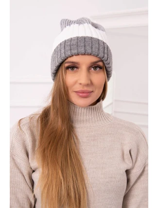 Fleecová čepice Bojana K265 šedá+bílá Fleecová čepice Bojana K265 šedá+bílá
