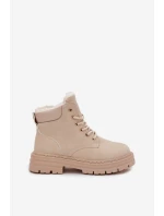 Dámské zimní boty s kožíškem na zip světle béžové Tharika