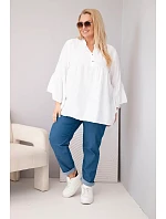 Dámská viskózová halenka Plus Size s volánovým rukávem a výstřihem do V bílá Dámská viskózová halenka Plus Size s volánovým rukávem a výstřihem do V bílá