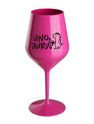 VÍNOSAURUS - růžová nerozbitná sklenice na víno 470 ml