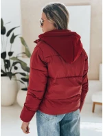 Dámská krátká zimní bunda GLAMVO s kapucí vínová FashionStreet TY4949